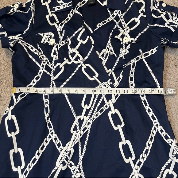 Lennie for Nina Leonard Cotton-Blend Chain-Print Nautical Dress. Size 16. - Picture 13 of 16